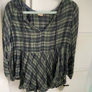 Anthropologie Plaid Blouse